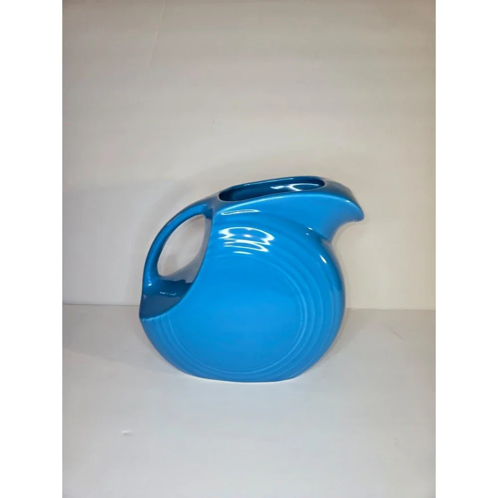 Fiesta Ware Vintage Original Peacock Blue Water Disc Pitcher Jug